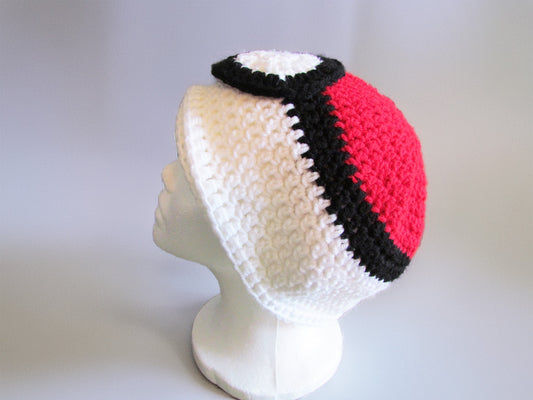 Pokemon Pokeball Hat – Handmade Crochet Costume Beanie | All Sizes | Photo Prop & Gift