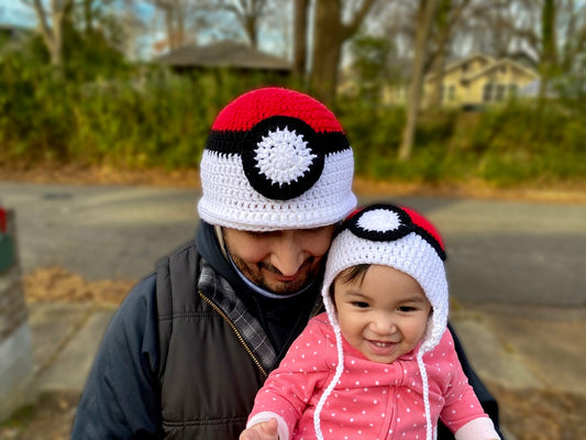 Pokemon Pokeball Hat – Handmade Crochet Costume Beanie | All Sizes | Photo Prop & Gift