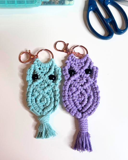Macrame Owl Keychain | Handmade Boho Bag Charm | Owl Tassel Key Ring | Gift for Owl Lovers | Car Charm | Boho Accessory